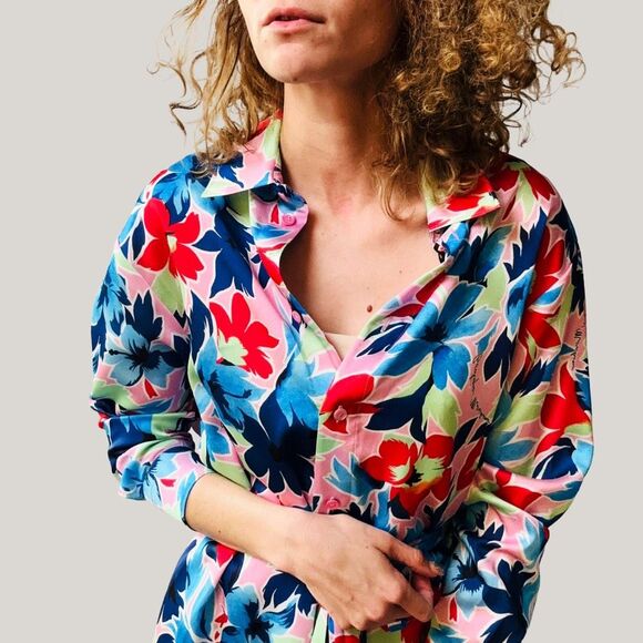 Boutique Moschino Floral Button-Up Shirt Dress Size 42 IT $455 MSRP - Picture 10 of 10